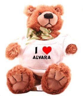 Plush Teddy Bear (Molasses) with I Love Alvara (first name/surname/nickname): Toys & Games
