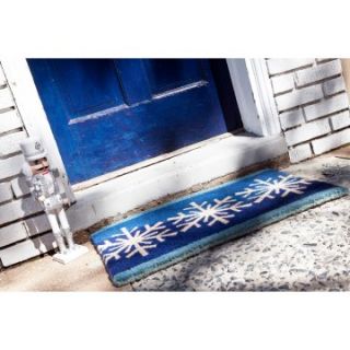 Blue Snow Flakes 18 x 30 Hand Woven Coir Doormat   Outdoor Doormats