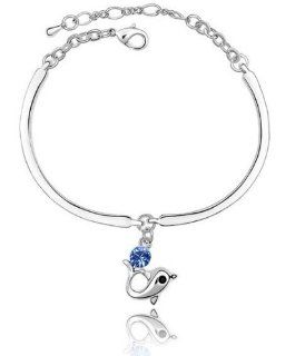 Charm Jewelry Swarovski Crystal Element 18k White Gold Plated Sapphire Blue Dolphin Princess Elegant Fashion Bangle Bracelet Z#266 Zg4df829: Jewelry