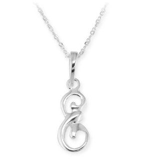 925 Sterling Silver Alphabet Letter E Pendant Necklace: Jewelry