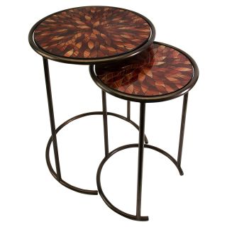 Mashaka Handcrafted Round Mosaic Glass Tables   Set of 2   End Tables