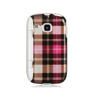 Hot Pink Plaid Hard Cover Case for Samsung DoubleTime SGH I857 Cell Phones & Accessories