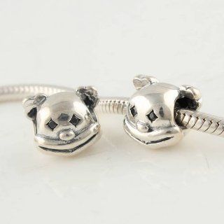 Bear Head Sterling Silver Charm/bead for Pandora, Biagi, Chamilia, Troll and More Bracelets: Jewelry
