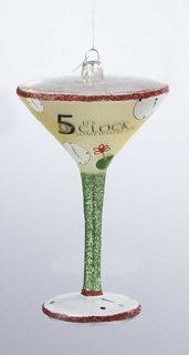 Happy Hour Mouth Blown Glass "It's 5 O'Clock Somewhere Tini" Christmas Ornament   Decorative Hanging Ornaments
