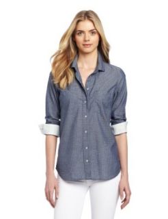 Calvin Klein Jeans Women's Petite Dot Fitted Shirt at  Womens Clothing store: Button Down Shirts