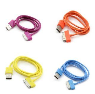 4X Colorful 3ft 1M USB Sync Data Charger Cable Cord for iPod iPhone 3 3Gs 4 G 4S (Hot Pink, Orange, Yellow, Sky Blue): Cell Phones & Accessories