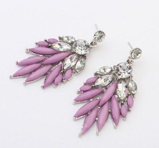 Fashion Party Decorative Full Acrylic Gemstones Rhinestones Wings Stud Earrings (purple color): Jewelry