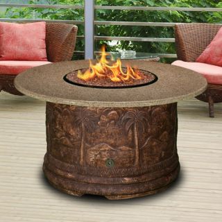 California Outdoor Concepts Palm Chat Height Fire Pit with Natural Color Base   Fire Pits
