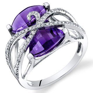 Peora 14K White Gold Baroness Cut Amethyst Diamond Ring (9.47 cttw): Peora: Jewelry