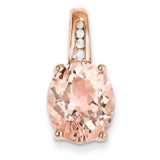 14k Rose Gold Diamond and Morganite Pendant   JewelryWeb: Rose Gold Necklace: Jewelry