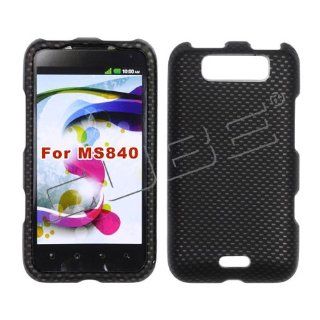 LG Connect 4G 4 G MS840 MS 840 Rare Black Carbon Fiber Pattern Transparent Design Rubber Feel Snap On Hard Protective Cover Case Cell Phone Cell Phones & Accessories