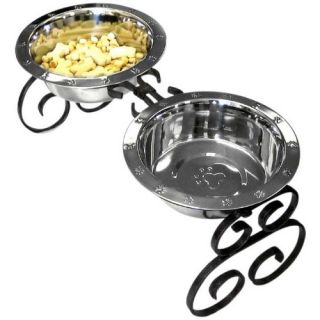 QT Dog Wrought Iron Classic Pet Diner   Elevated Dog Bowls & Feeders