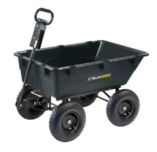 Gorilla Carts GOR866D Heavy Duty Garden Poly Dump Cart with 2 In 1 Convertible Handle, 1, 200 Pound Capacity, 40 Inch by 25 Inch Bed, Black Finish  Yard Carts  Patio, Lawn & Garden