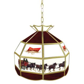 Trademark Global Budweiser Clydesdale Tiffany Lamp Light Fixture   16W in. Brass   AB1600 CLY   Billiard Lights