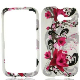 For Huawei Ascend Y M866 H866C Hard RUBBERIZED Snap on Case Red Flower on White: Everything Else
