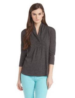 Lucky Brand Women's Smoke Shawl Collar Top, Charcoal, Small at  Womens Clothing store