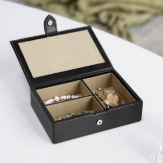 Small Leather Jewelry Box with Snap Closure   6.5W x 1.75H in.   Womens Jewelry Boxes