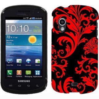 Samsung Stratosphere Red Floral Damask on Black Phone Case Cover: Cell Phones & Accessories