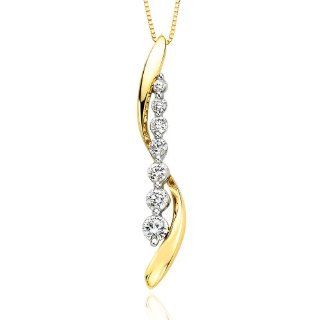 14K Two Tone Gold 1/2 ct. Diamond "Journey of Love" Pendant with Chain: Katarina: Jewelry