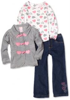 Nannette Girls 2 6x 3 Piece Heart Jacket, Gray, 5: Clothing Sets: Clothing