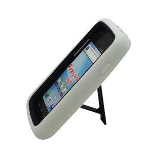 White Black Hard Soft Gel Dual Layer Stand Cover Case for Samsung Rugby Smart SGH I847: Cell Phones & Accessories