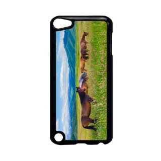 Rikki KnightTM Horses on Pink Meadow Design iPod Touch Black 5th Generation Hard Shell Case: Computers & Accessories