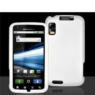 White Rubberized Snap On Hard Skin Case Cover for Motorola Atrix 4G Phone by Electromaster Cell Phones & Accessories