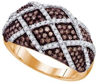 1.45ctw Brown Diamond Fashion Band 10K Rose Gold Rings Jewelry