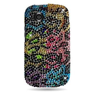 Colorful Leopard Full Diamond Bling Case Cover+LCD Screen Protector for ZTE Merit 990G Avail Z990: Cell Phones & Accessories