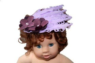 PURPLE WITH FLOWERS FEATHERS Jewel Gerbera Daisy Flower Crochet Headband Gerber for Girls/ Child/ Baby Toddler apparel head hair band bow bows girl soft infant youth accessory by "BubuBibi": Infant And Toddler Hair Accessories: Clothing