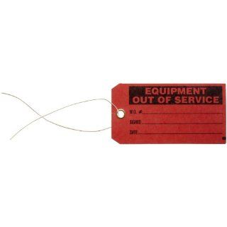Brady 86756 5 3/4" Height, 3" Width, B 853 Cardstock, Black On Red Color Production Status Tag, Legend "Equipment Out Of Service, W.S.Number/Signed/Date" (Pack Of 100): Industrial Warning Signs: Industrial & Scientific