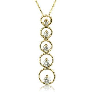 14k Yellow Gold 5 Stone Journey Diamond Pendant Necklace (GH, I1, 0.50 carat): Jewelry
