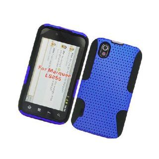 LG Marquee LS855 Ignite Majestic US855 L85C Black Blue Mesh Hard Soft Gel Dual Layer Cover Case: Cell Phones & Accessories