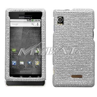Motorola Droid A855 Silver (Diamante 2.0) Protector Cover Full Rhinestones/Diamond/Bling/Diva   Hard Case/Cover/Faceplate/Snap On/Housing Cell Phones & Accessories