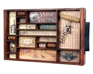 Vintage Wine Collage Antique Style Shadow Box  