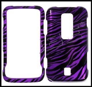 Huawei M860 Ascend Snap on Hard Shell Cover Case Purple Back Zebra Stripes + Clear Screen Protector: Cell Phones & Accessories