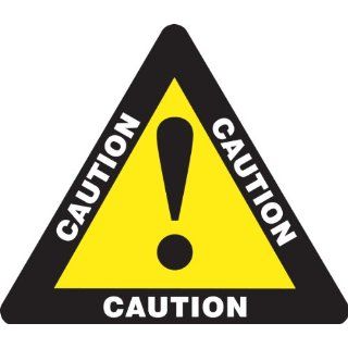 Accuform Signs PSR860 Slip Gard Adhesive Vinyl Triangle Shape Floor Sign, Legend "CAUTION", 17" Length, White/Black on Yellow Industrial Floor Warning Signs