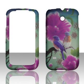 2D Twin Birds Huawei Ascend II 2 M865 / Prism Cricket, U.S. Cellular, T Mobile Hard Case Snap on Rubberized Touch Case Cover Faceplates: Cell Phones & Accessories