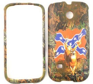Huawei Ascend 2 M865 Camo / Camouflage Hunter Series, Deer on Rebel Flag Hard Case/Cover/Faceplate/Snap On/Housing/Protector Cell Phones & Accessories