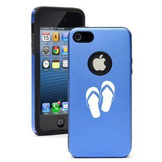 Apple iPhone 5 5S Blue 5D866 Aluminum & Silicone Case Cover Flip Flops: Cell Phones & Accessories