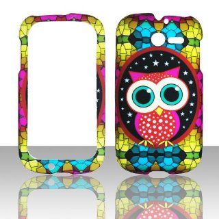 2D Colorful Owl Huawei Ascend Y M866 TracFone , U.S.Cellular Case Cover Hard Phone Case Snap on Cover Rubberized Touch Faceplates: Cell Phones & Accessories