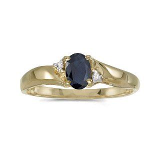 10k Yellow Gold Oval Sapphire And Diamond Ring Jewelry