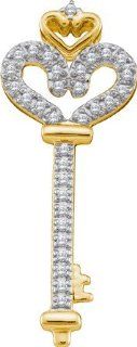 0.10 Carat (ctw) Diamond Key Pendant set in 10k Yellow Gold PR01 2949 Jewelry