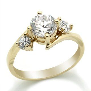 14K Engagement & Wedding Ring 1.4ctw CZ Cubic Zirconia Three Stone Yellow Gold Ring Jewelry