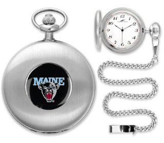 Maine Black Bears Silver Pocket Watch : Sports Fan Watches : Sports & Outdoors