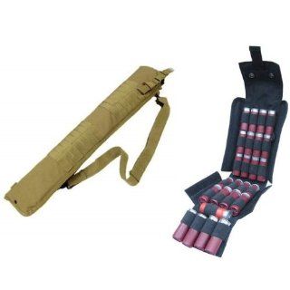 Ultimate Arms Gear Tactical 29" Coyote Tan Molle Scabbard For Remington 870/11 87/1187 12 Gauge Shotgun + Tactical Black Molle 25 Shot Shell Ammunition Ammo Reload Carrier Pouch For 12 Gauge Shotgun Rounds : Gun Ammunition And Magazine Pouches : Sport