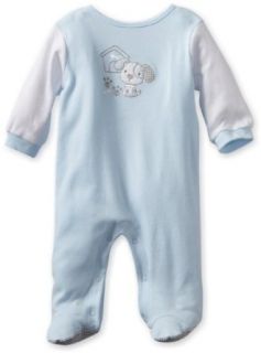 ABSORBA Baby Boys Newborn Puppy Velour Footie, Blue, 6 9 Months: Clothing