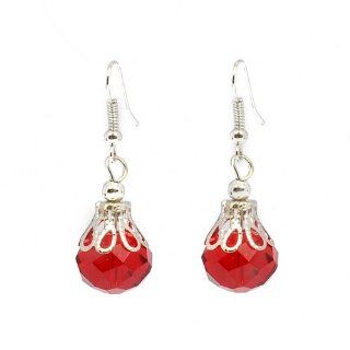 Fashion Style Jewelry Red Waterdrop Crystal Bead Hook Dangle Earrings: Jewelry