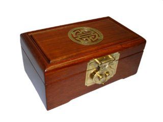 Chinese rosewood jewelry box chest with asian carving and brass accents, 7"x4"x2.875"   Jewlry Boxes