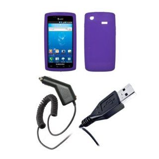 Samsung Captivate i897   Purple Soft Silicone Gel Skin Cover Case + Rapid Car Charger + USB Data Sync Charge Cable for Samsung Captivate i897: Cell Phones & Accessories